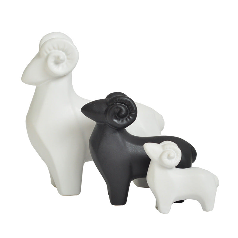 Sanyang Kaitai Home Decoration Modern Simple Nordic Model New House Living Room Study Cute Ceramic Sheep Wholesale