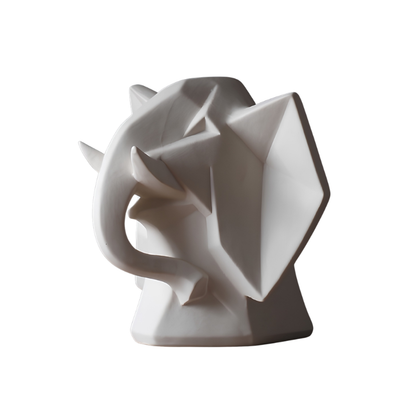 Unglazed Abstract Animal White Elephant Head Ornament