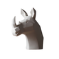 Unglazed Abstract Animal White Rhinoceros Head Ornament