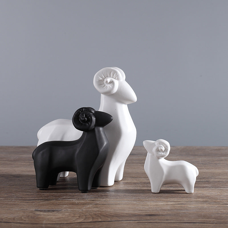 Sanyang Kaitai Home Decoration Modern Simple Nordic Model New House Living Room Study Cute Ceramic Sheep Wholesale