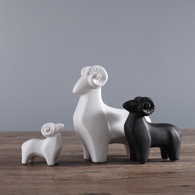 Cute Ceramic Sheep Home Decorations In A Modern Minimalist Style