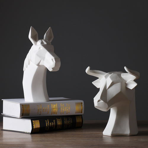 Abstract Nordic Animal White Deer Head Ornaments Modern Simple Hotel Soft Decoration Model Room Interior Decoration