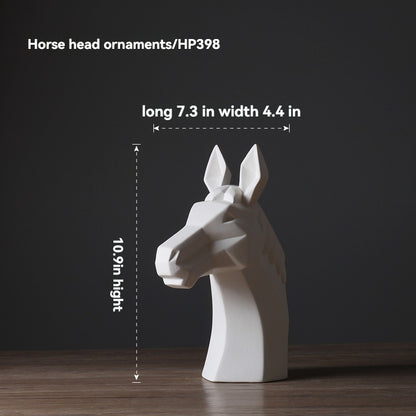 Unglazed Abstract Animal White Horse Head Ornament