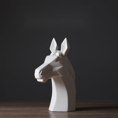 Unglazed Abstract Animal White Horse Head Ornament