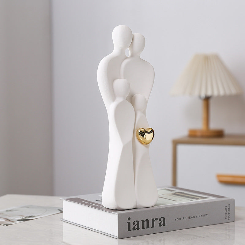 Jianermei Modern Simple Happy Family Ornaments New House Moving Parents And Children Living Room Home Accessories