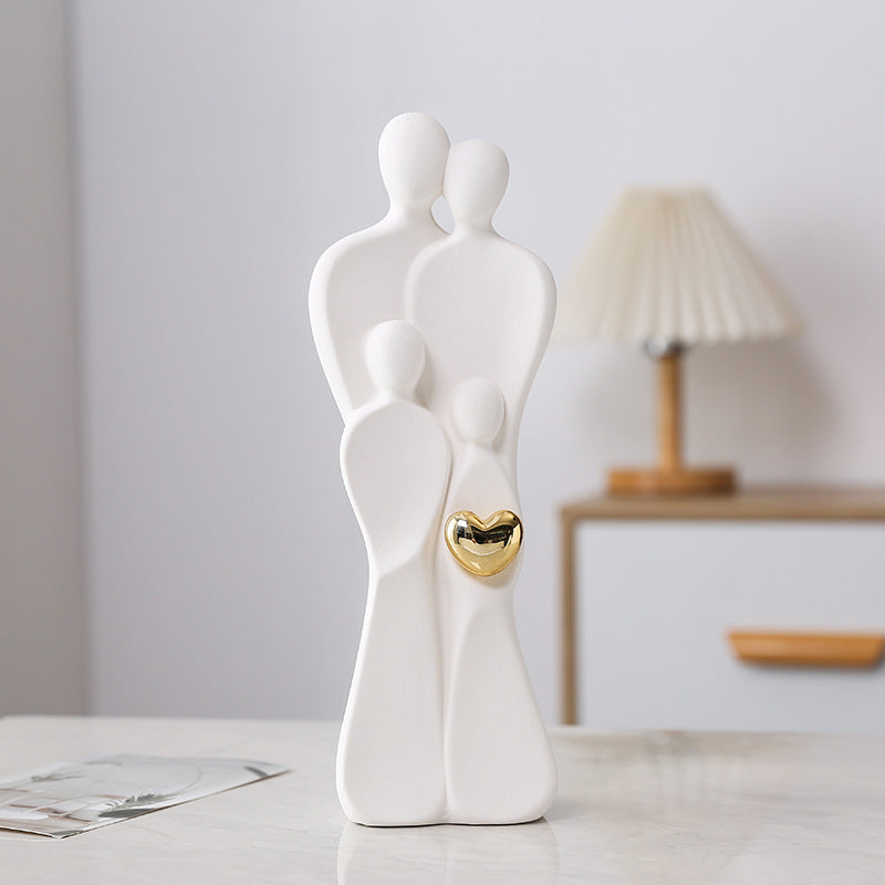 Jianermei Modern Simple Happy Family Ornaments New House Moving Parents And Children Living Room Home Accessories