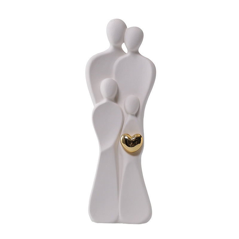 Jianermei Modern Simple Happy Family Ornaments New House Moving Parents And Children Living Room Home Accessories