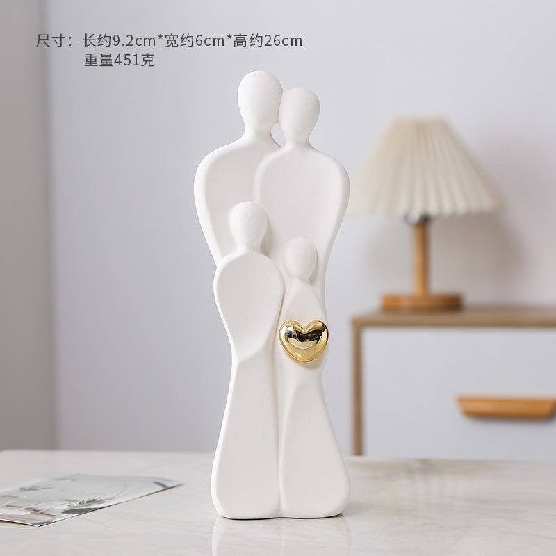 Jianermei Modern Simple Happy Family Ornaments New House Moving Parents And Children Living Room Home Accessories